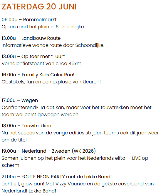 programma zaterdag 