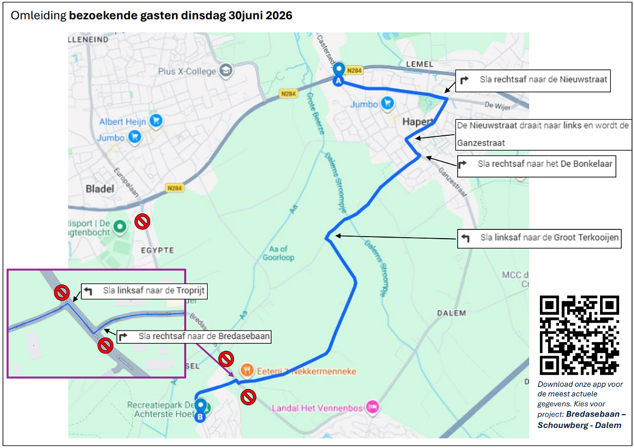 Omleiding bezoekende gasten 30 juni Omleiding bezoekende gasten 30 juni