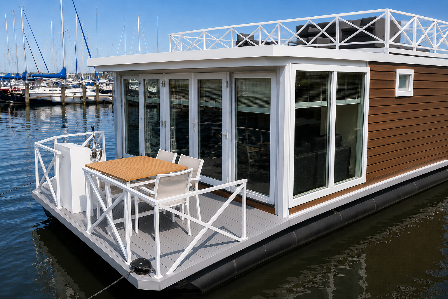Houseboat in Wolphaartsdijk on the Veerse Meer in Zeeland