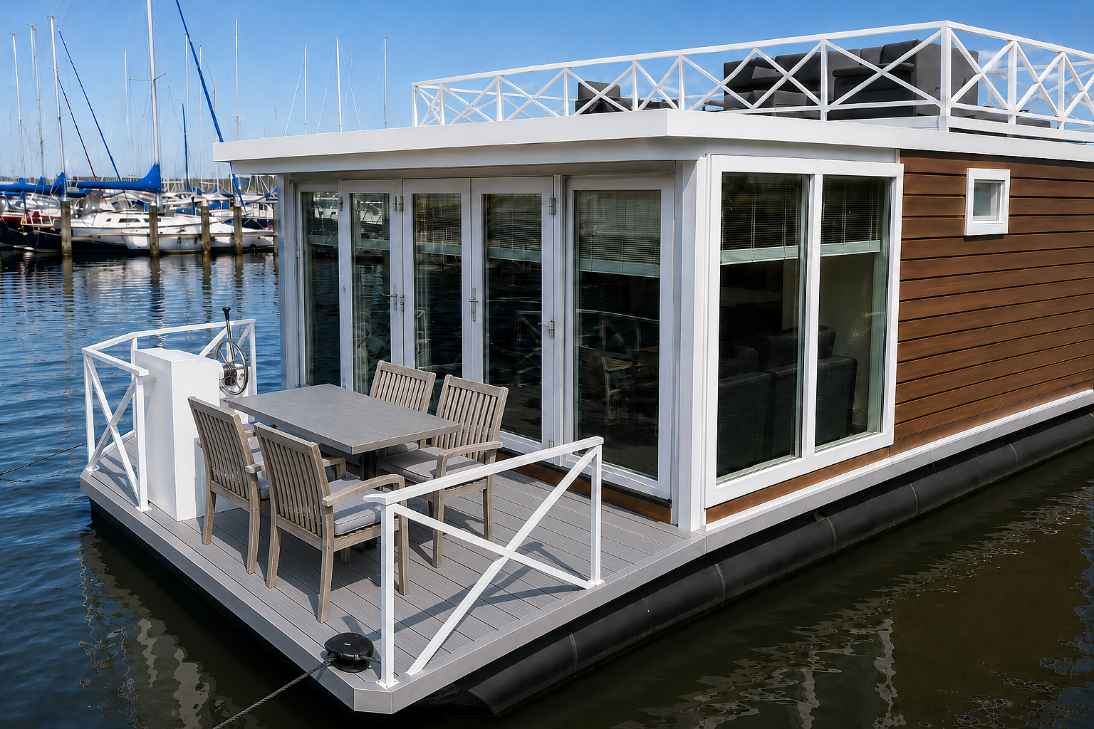 Houseboat in Wolphaartsdijk on the Veerse Meer in Zeeland