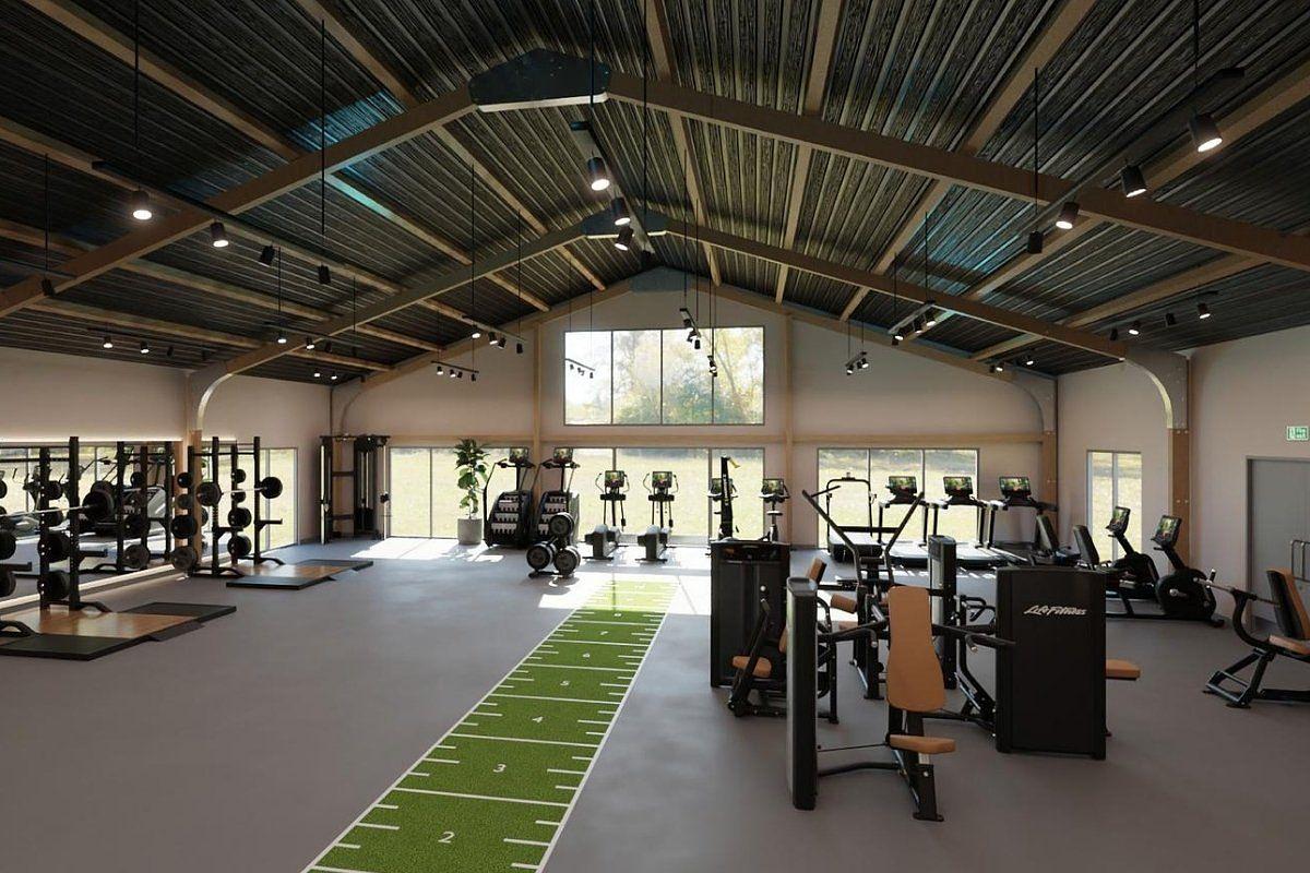 Artist's impression of the upcoming Firefly Gym at Silverlake Estate, Dorset, featuring state-of-the-art fitness equipment and dedicated spaces for strength, cardio and functional training.