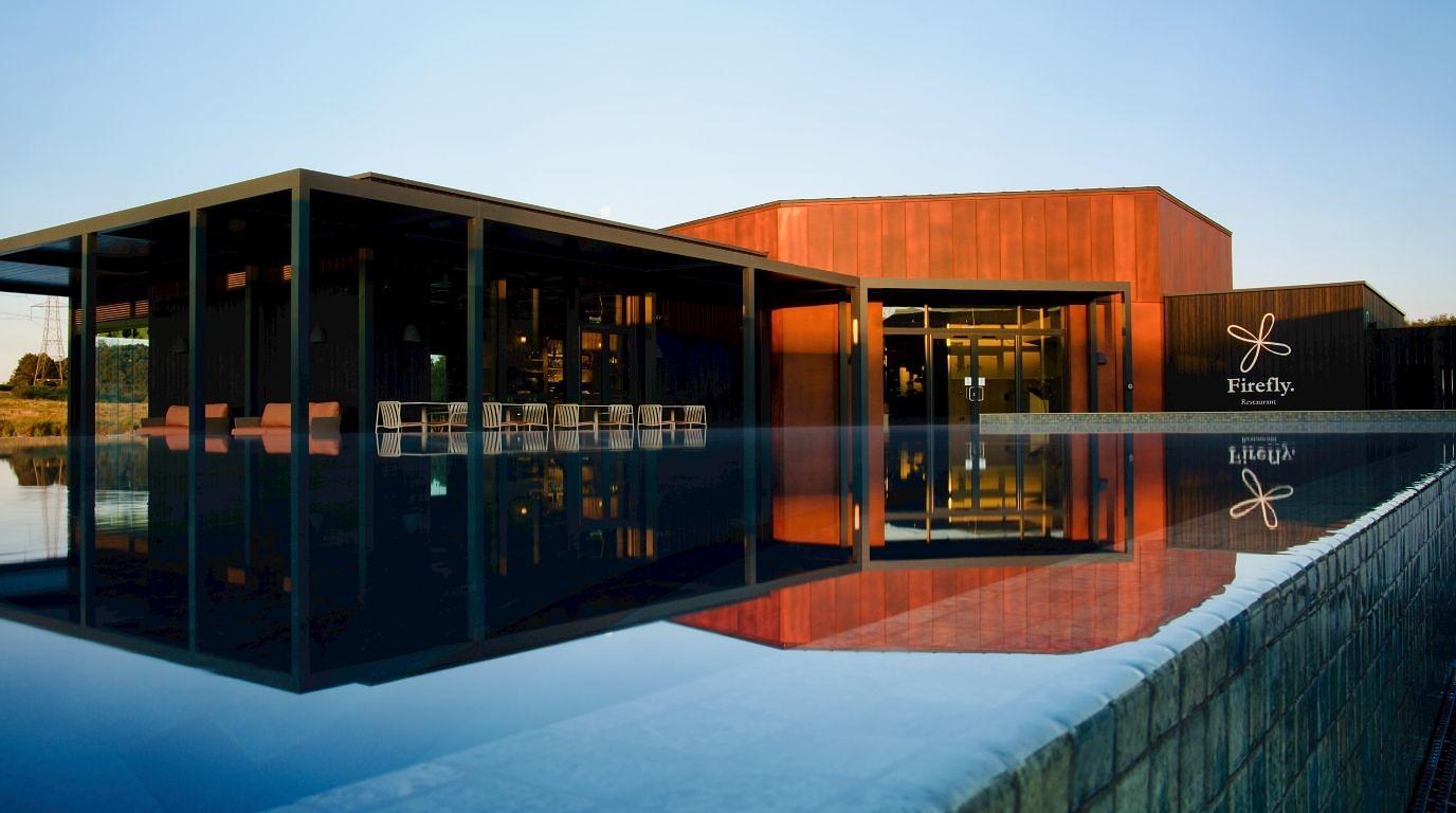 Firefly Spa and Restaurant overlooking Firefly Lake on Silverlake Estate in Dorset Firefly Spa and Restaurant overlooking Firefly Lake on Silverlake Estate in Dorset