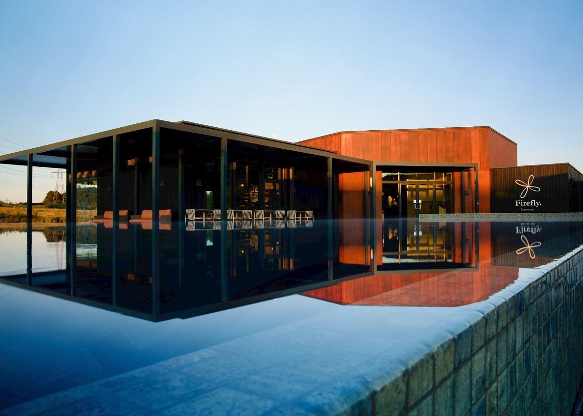 Firefly Spa and Restaurant overlooking Firefly Lake on Silverlake Estate in Dorset