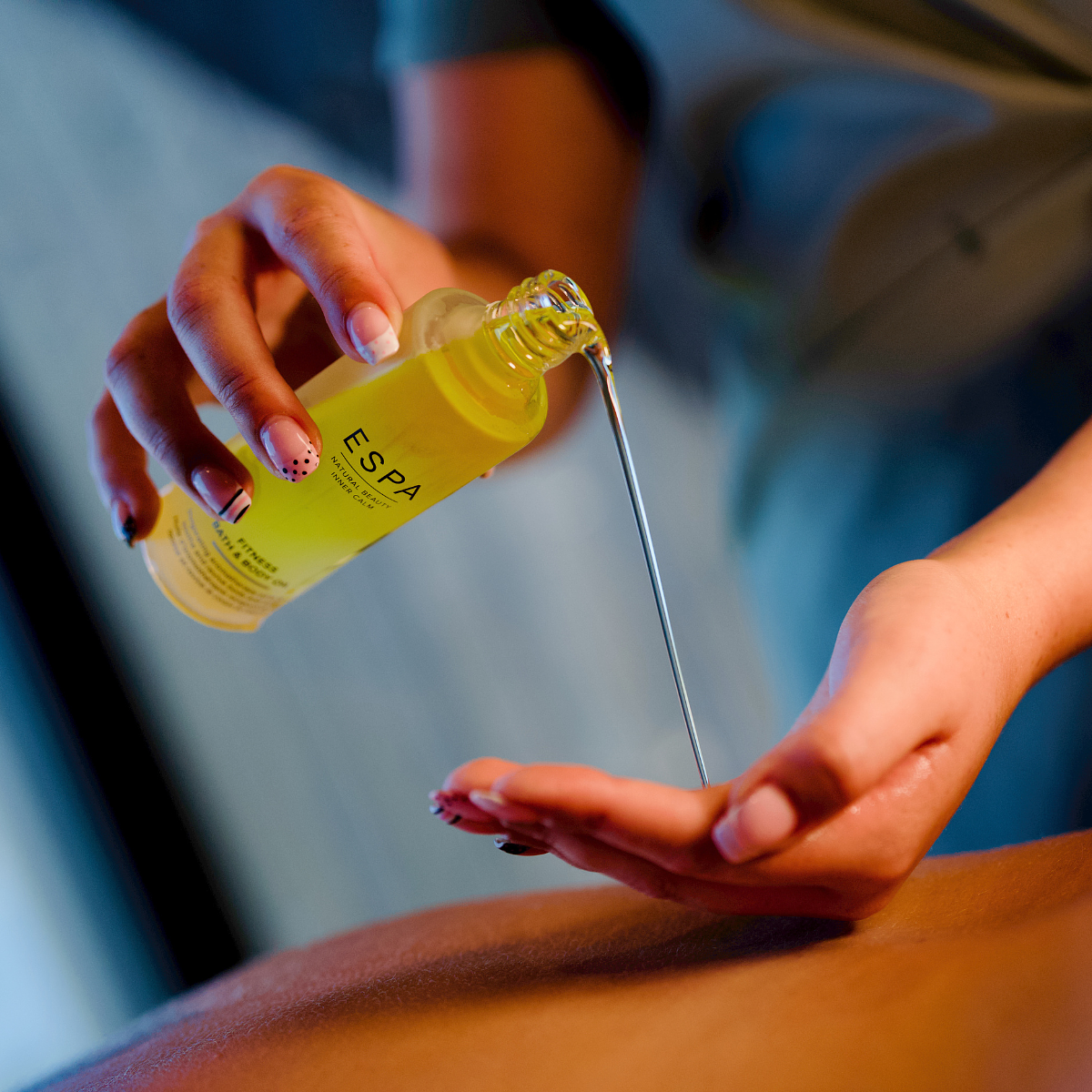Close-up of an ESPA wellness treatment at Firefly Spa, Silverlake Estate, Dorset, where expertly delivered therapies and premium skincare products create a deeply relaxing and restorative spa experience.