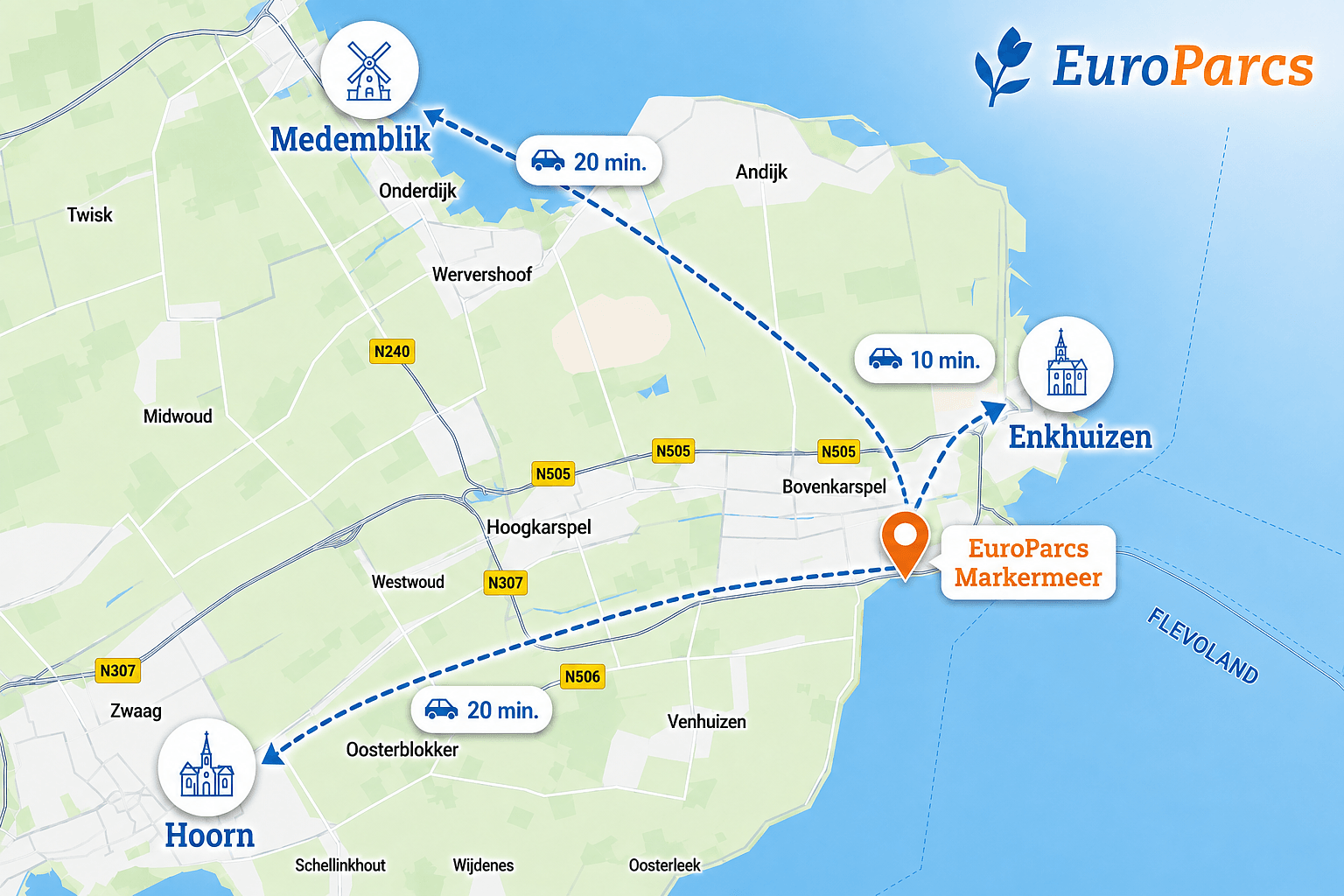 kaartje ligging europarcs markermeer