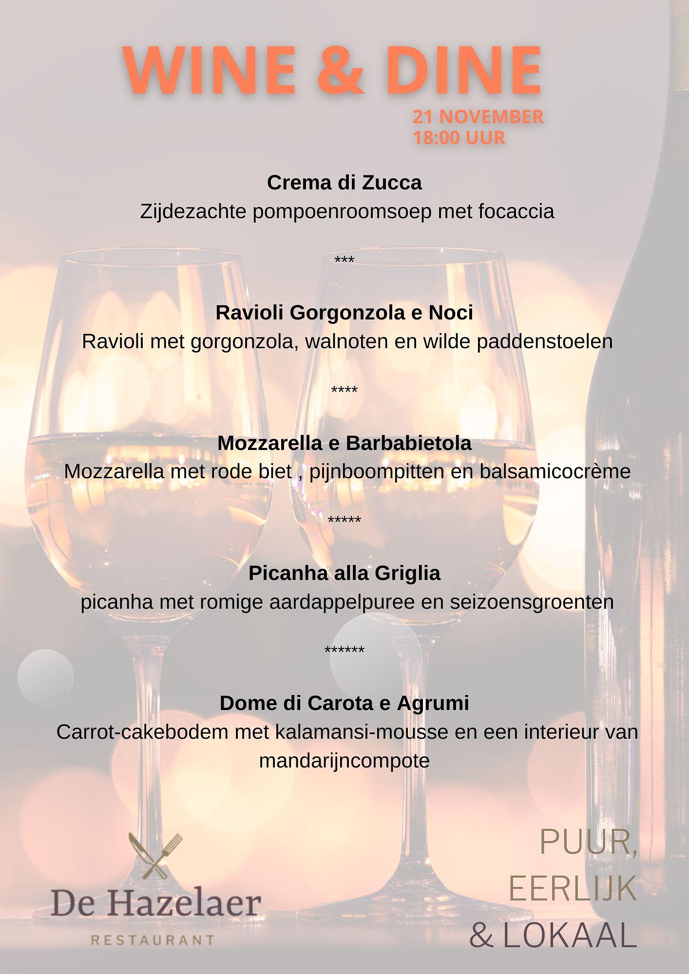 Wine & Dine menu
