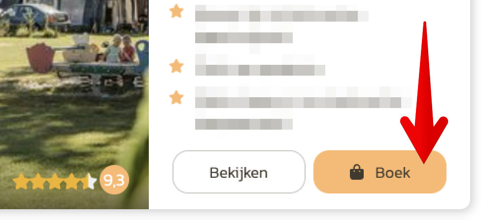 Voorbeeld van het Zoek & Boek-overzicht van Recreatiepark Den Blanken