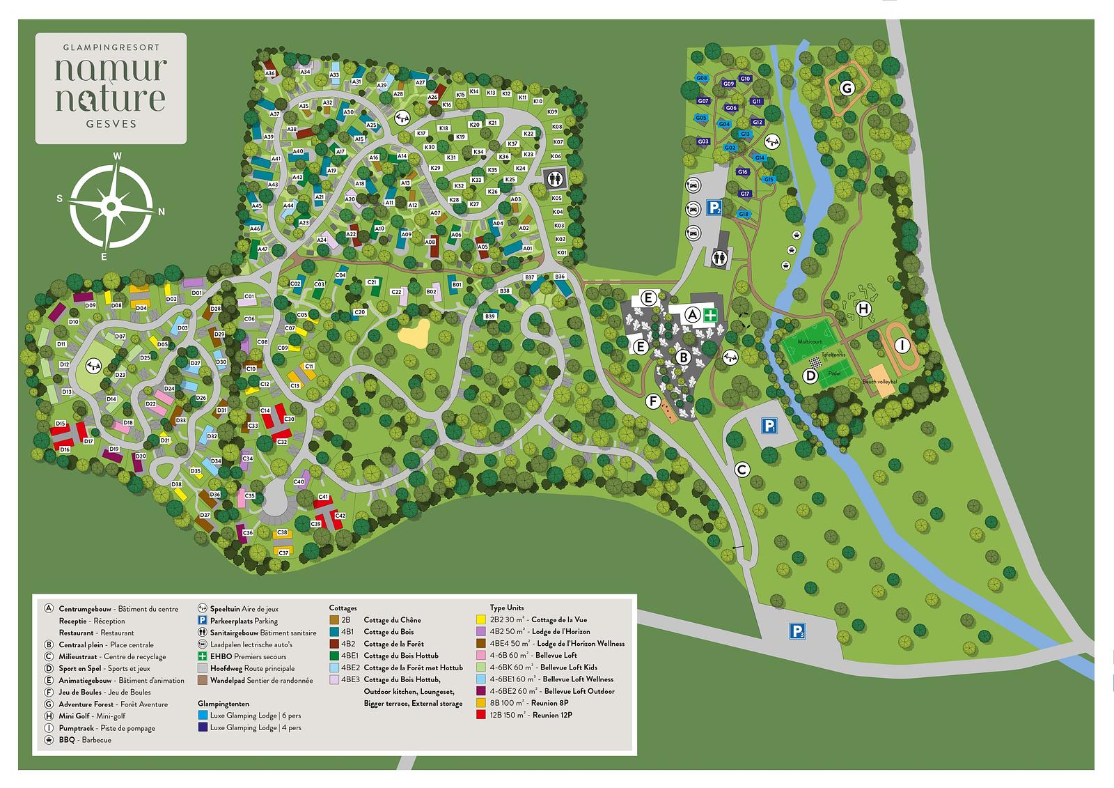 Parkplattegrond Resort Namur Nature