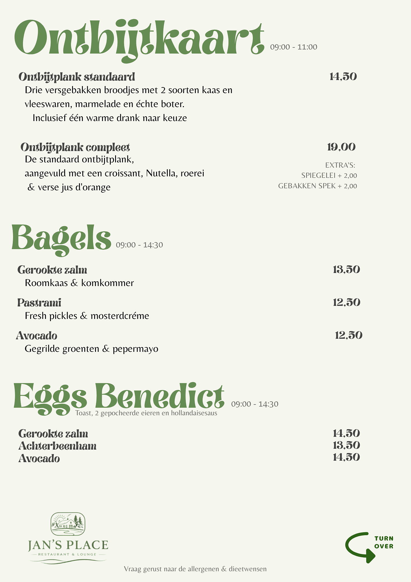 Ontbijtmenu