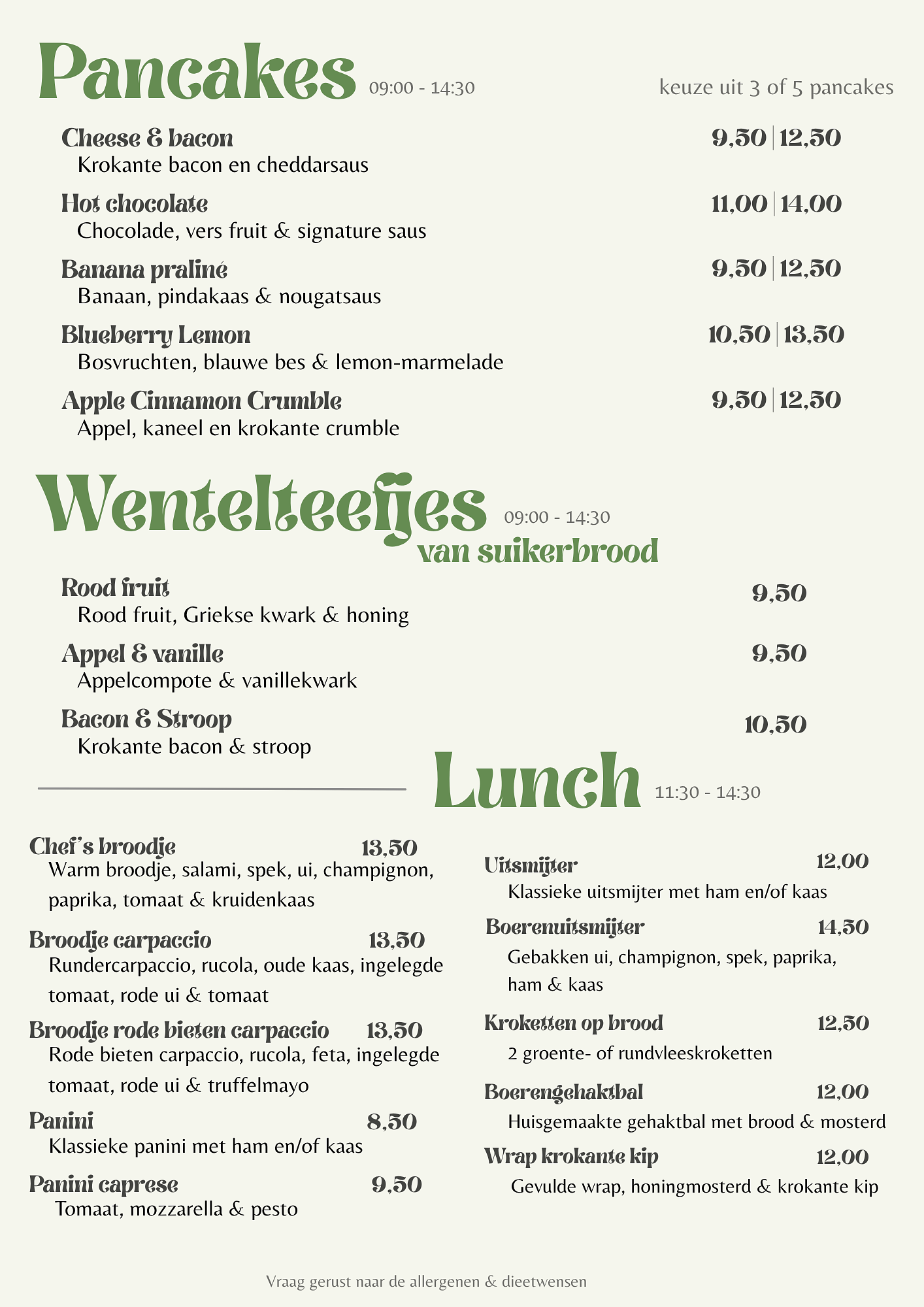 vervolg ontbijt en lunch