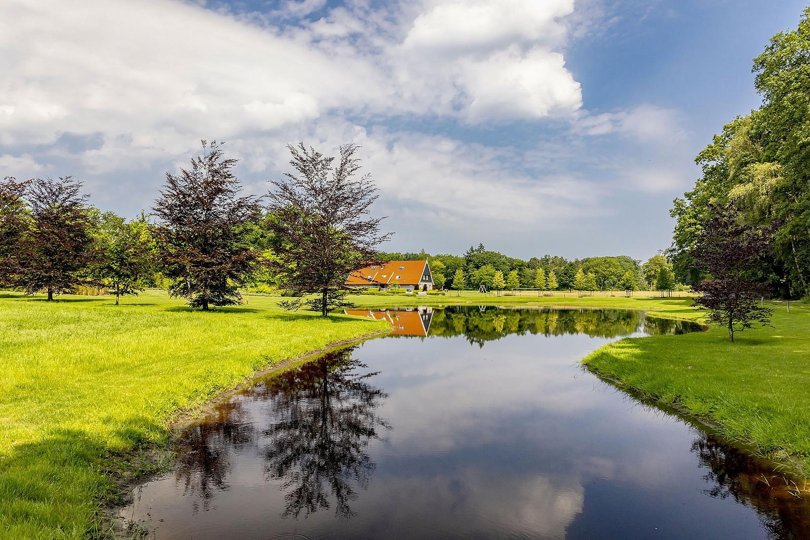 Pond and green banks at Landgoed ’t Borghuis